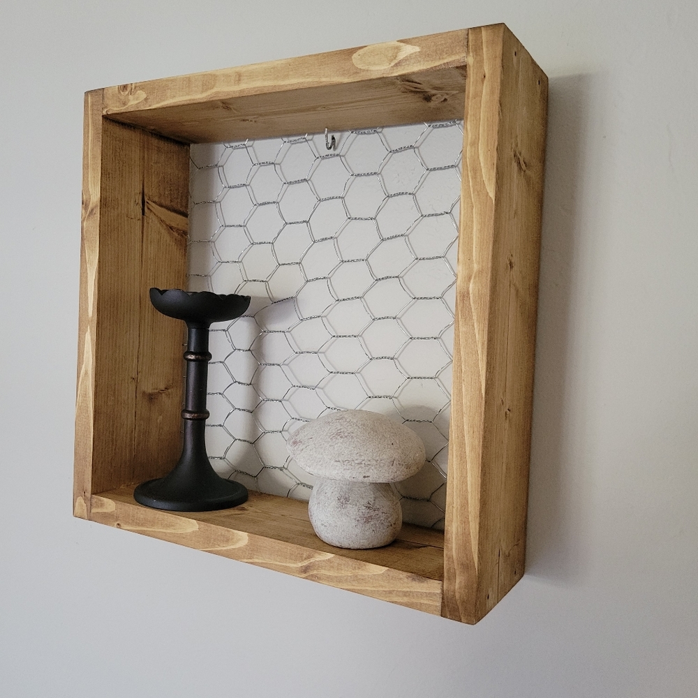 Handmade Farmhouse Chicken Wire Hanging Shadow Boxes 12x12 (Pair) - Picture 1 of 5